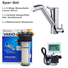 Carbonit Wasserfilter + Minimal chrom drei wege Wasserhahn